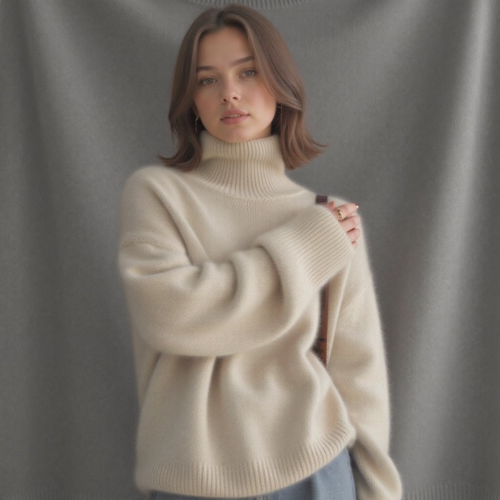 Maja | Damen Winter Oversize-Strickpullover mit Rollkragen - Elle Zürich