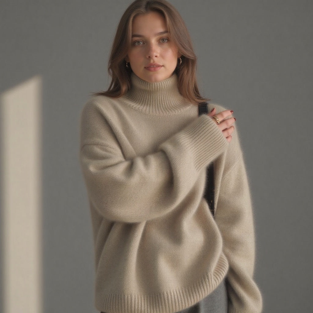 Maja | Damen Winter Oversize-Strickpullover mit Rollkragen - Elle Zürich