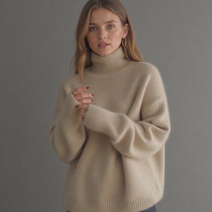 Maja | Damen Winter Oversize-Strickpullover mit Rollkragen - Elle Zürich