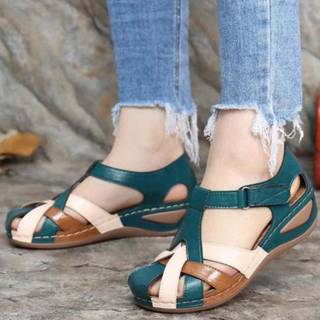 Isabella | Damen Frühlings Colorblock Sandalen mit Geschlossener Spitze - Elle Zürich