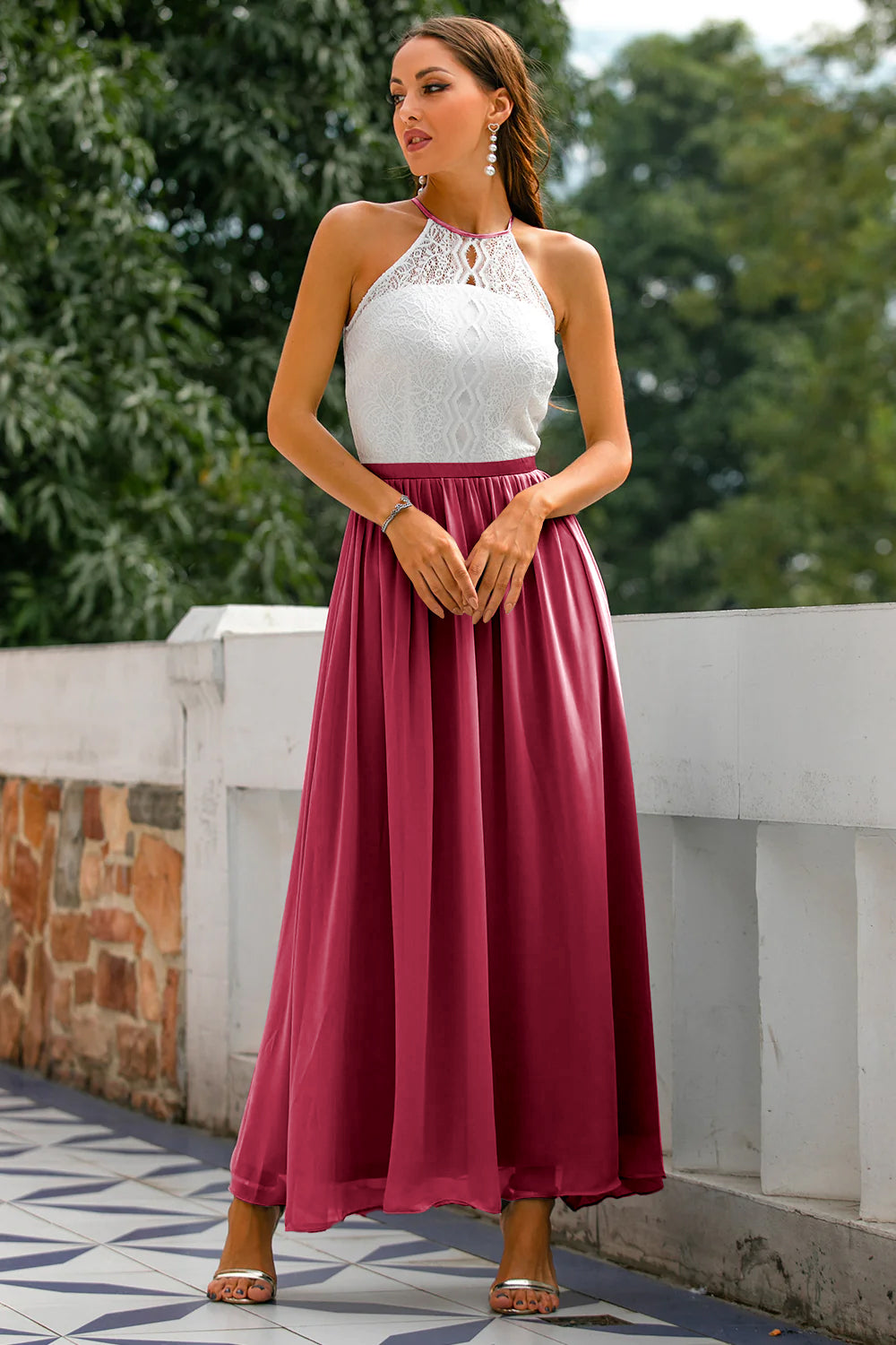 Claire | Women Wedding Guest Halter Maxi Dress - Elle Zürich