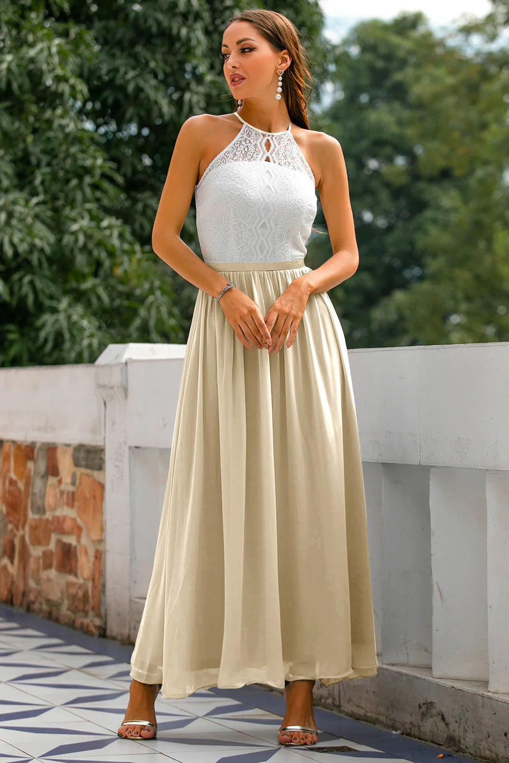 Claire | Women Wedding Guest Halter Maxi Dress - Elle Zürich