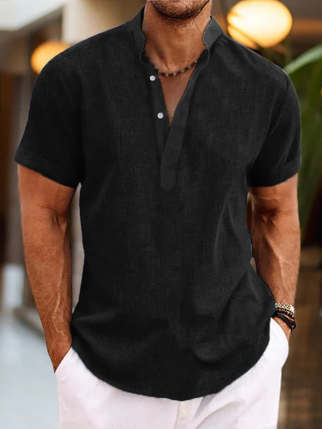 Emil | Herren Kurzarm-Henley Casual-Shirt - Elle Zürich