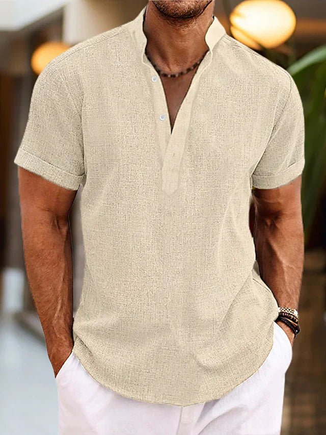 Emil | Herren Kurzarm-Henley Casual-Shirt - Elle Zürich