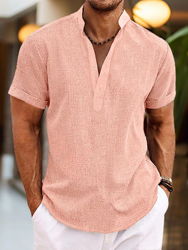Emil | Herren Kurzarm-Henley Casual-Shirt - Elle Zürich