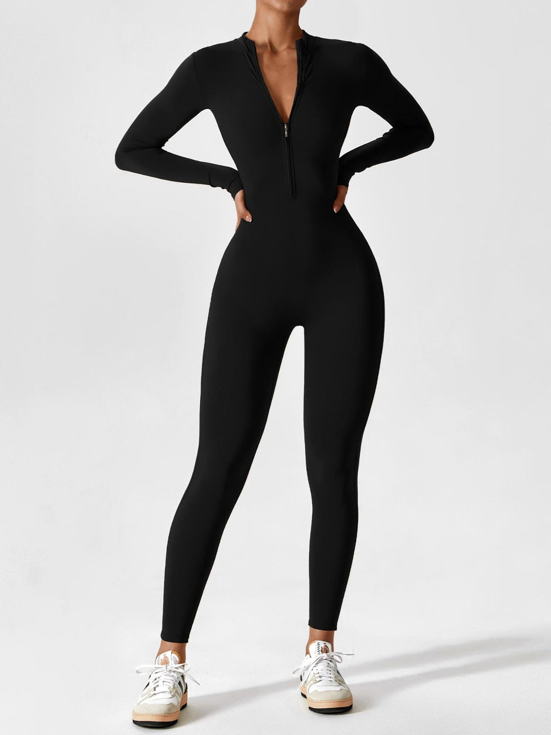 Helga | Damen Frühlings Stretch Zip-Up Jumpsuit - Elle Zürich